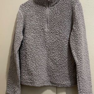 grey fuzzy jacket